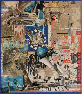 Jess Collins paste-up "The Napoleonic Geometry of Art—Given: The Pentagon in the Square; Demonstrate: the Hyperbolic Swastika""